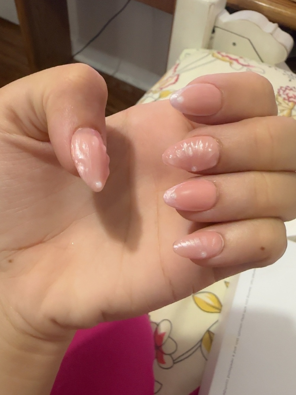 Pink Almond Press-On Nails - homemade message me if u want me to make them for u